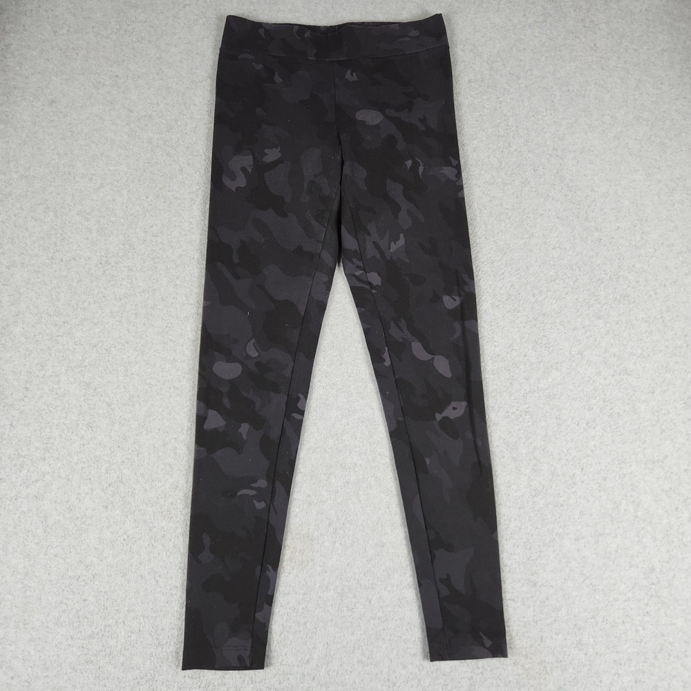 Matty M Leggings Womens Small Black Camouflage Athletic Tonal Yoga Gym Workout
